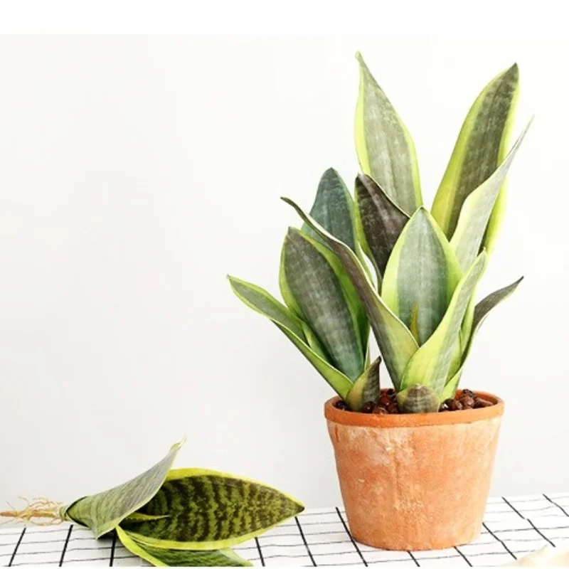 

Artificial Green Plant 40cm 4 Leaves with Root Potted Plant Tiger Piran Hotel Front Desk Family Living Room Decorate IndoorPlant