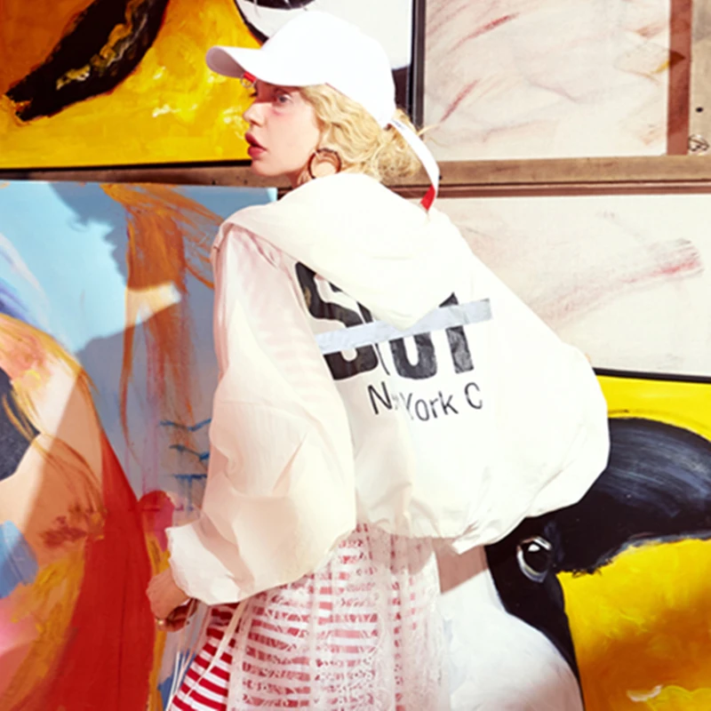 Весна Новая мода с длинным рукавом буквенным принтом высокое качество капюшоном