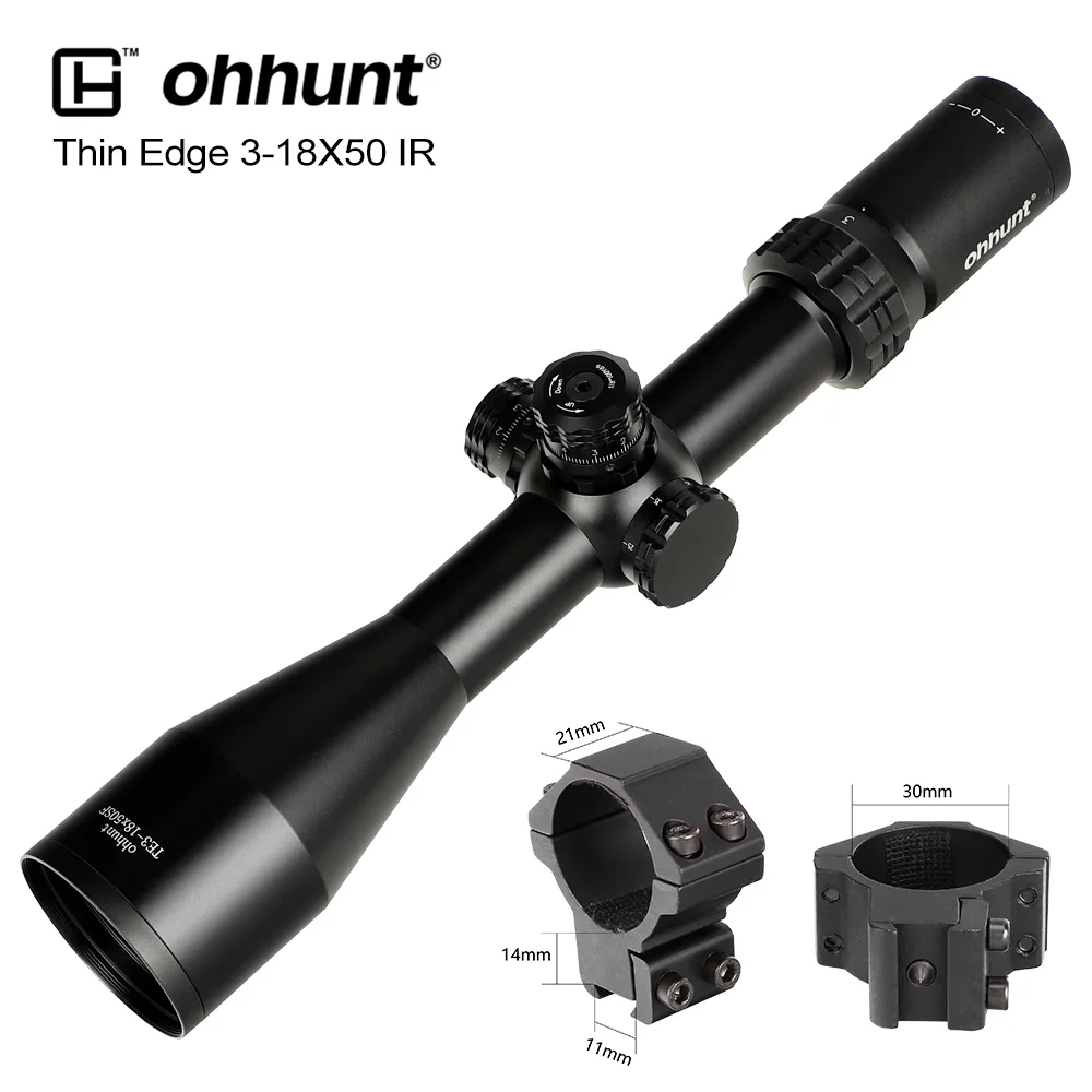 Low Dovetail Rings Ohhunt тонкий край 3-18X50 SF тактические оптические прицелы Mil точка стекло травление сетка с стопор башни сброс Охота прицел - Цвет: Low Dovetail Rings