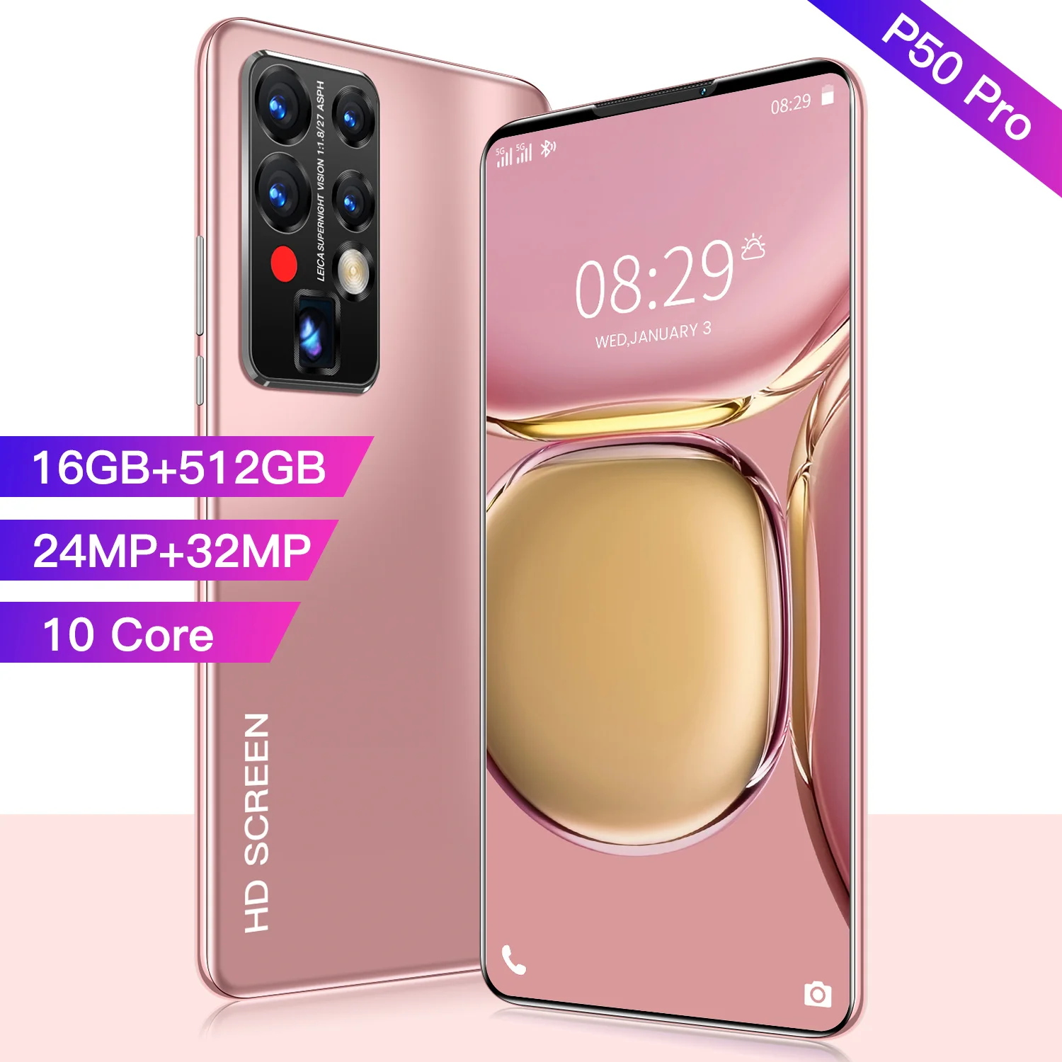 

Smart Phone New Arrivals 6.99 Inch P50 Pro 16+512GB 10 Core 24+32MP 5600mAh Andriod 10 Fingerprint ID Dual SIM Cellphone MTK6889