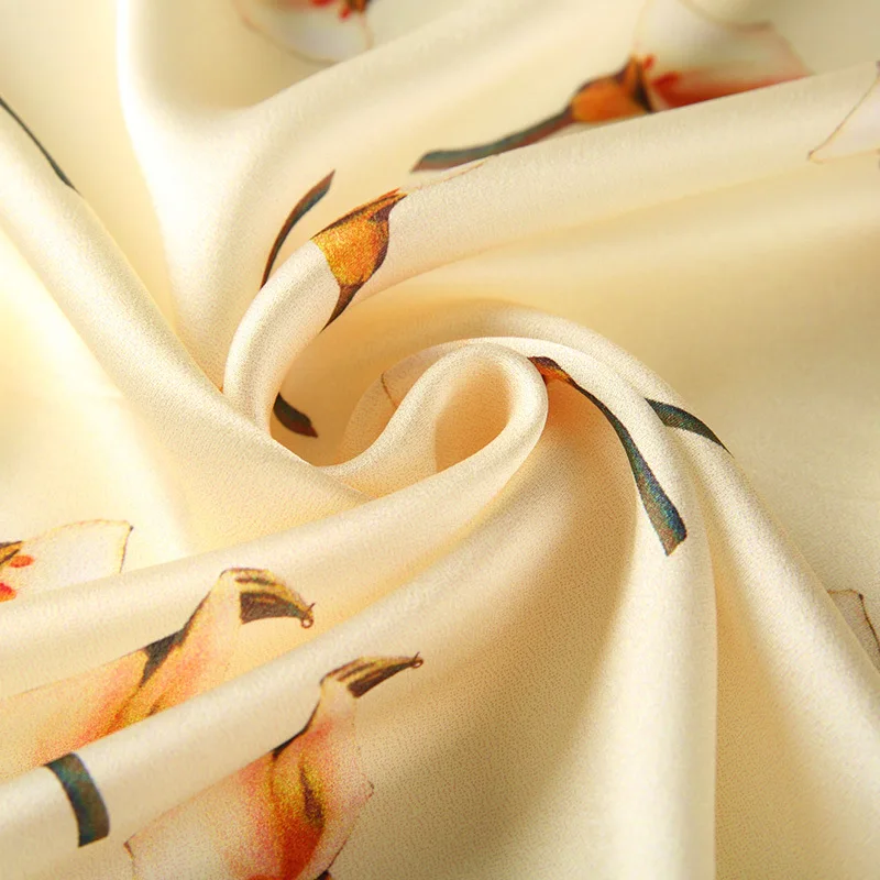 Женский элегантный Шелковый квадратный атласный платок с цветочным принтом для