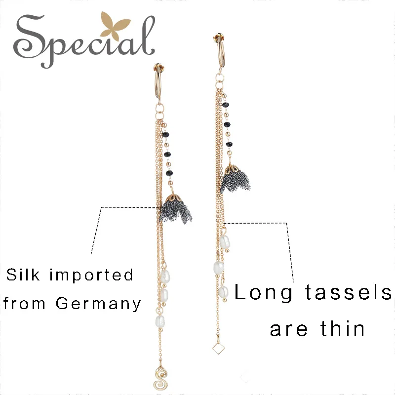 Специальный новые моды стерлингового игла кисточкой серьги на ушную раковину с