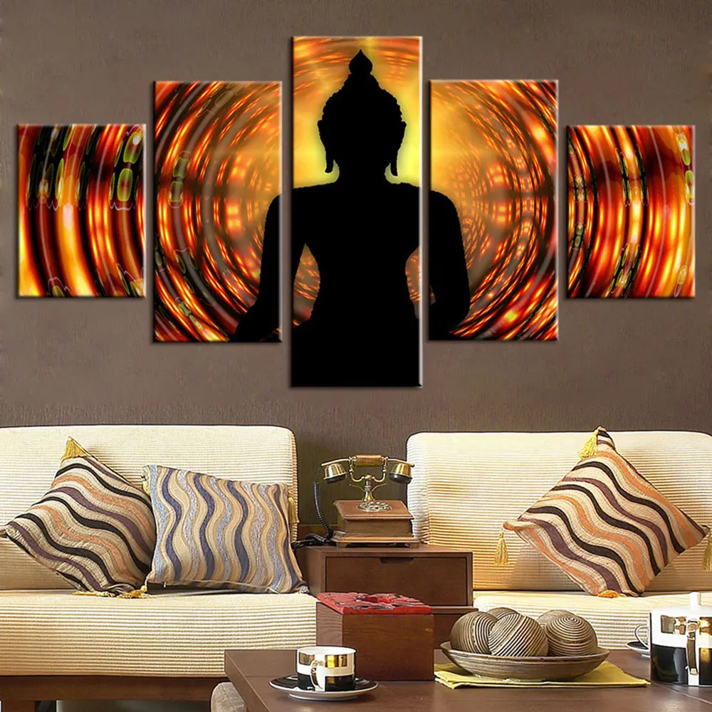 

Artsailing Chinese Style Zen Art Religious Living Room Frameless Artwork Buddha Hanging Painting Art Club Mural Modular Cuadros