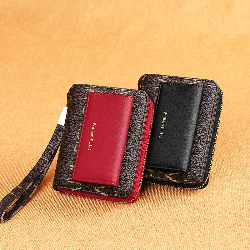 Женский кошелек RFID на молнии Cartera Mujer эстетичный красный модный