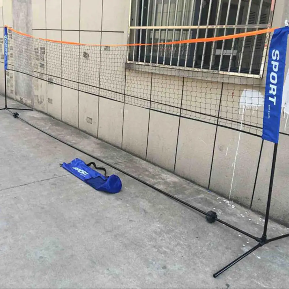 

Outdoor Portable Badminton Net Mobile Mesh Net Frame With Anti-rust Black Painted Iron Shelf For Beach Grass Park 3.1m