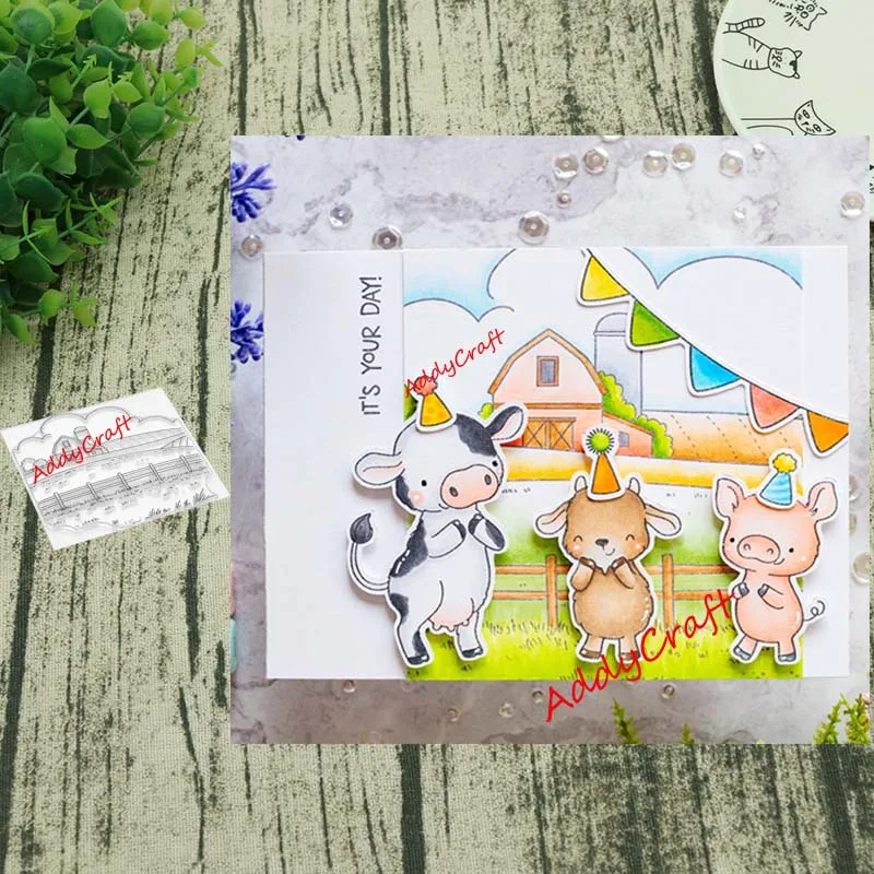 Ферма прозрачные наклейки и металлический Трафаретный вырубной штамп для