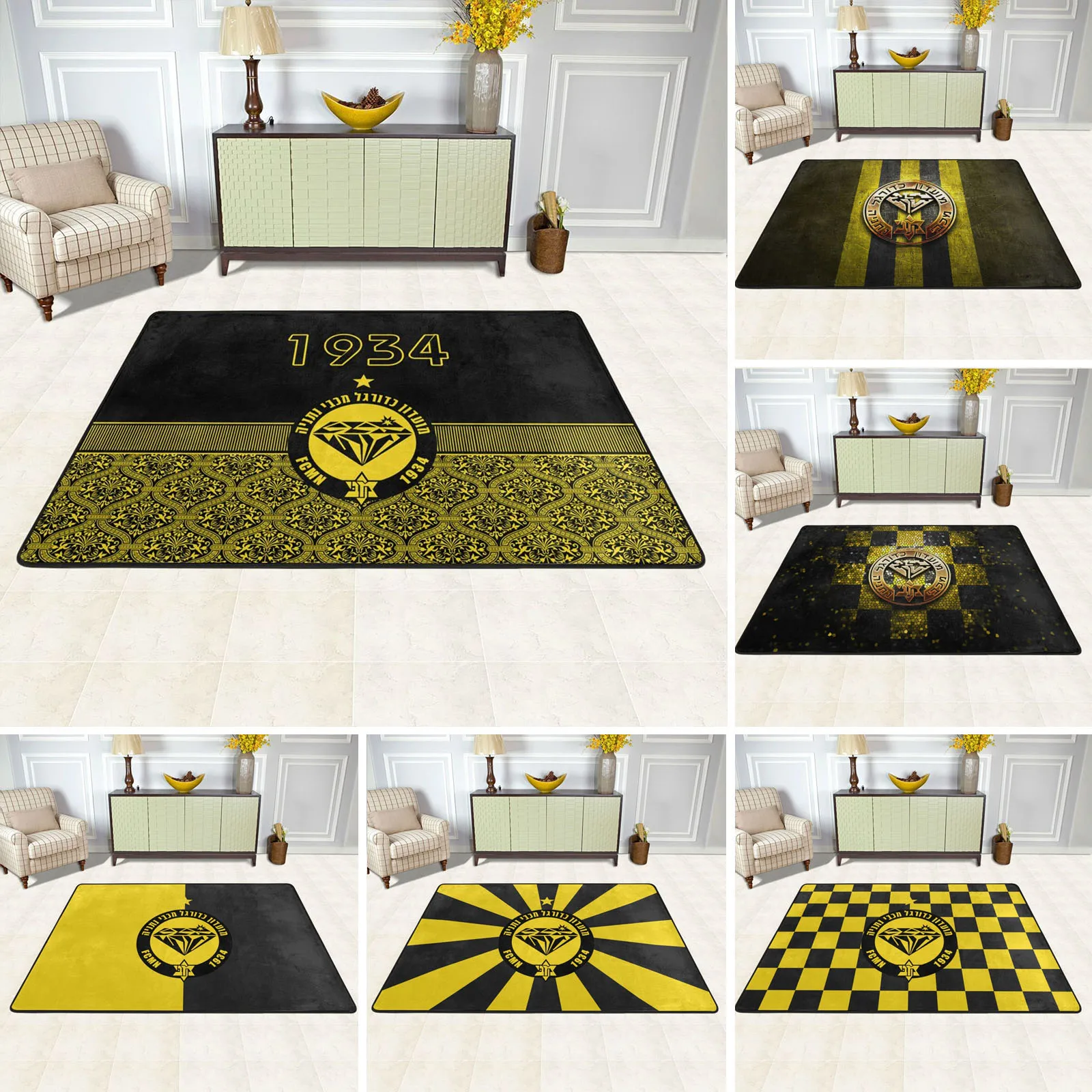 

Israel Maccabi Netanya Fc Non-slip Carpets Bedroom Rugs Bath Mat Plush Decoration Living Room Luxury Fluffy Soft