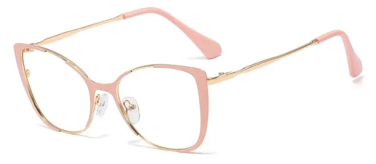 pink clear lens Новые красные кошачьи очки Оптическая оправа из металла прозрачные линзы очки без рецепта винтажные женские очки хипстерские очки - Цвет оправы: pink clear lens