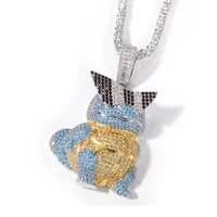cartoon characters pendant bling cute aaa cubic zirconia necklace hip hop jewelry gift
