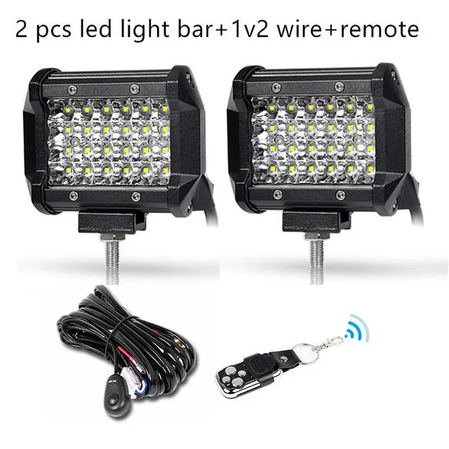 2x4inch light wire R Led Bar 4 7 12 17 20 дюймов четырехрядный светодиодный светильник, рабочий светильник, точечный светильник, противотуманный головной светильник для внедорожника 4x4 ATV UAZ Car Kamaz 12V 24V - Цвет: 2x4inch light wire R