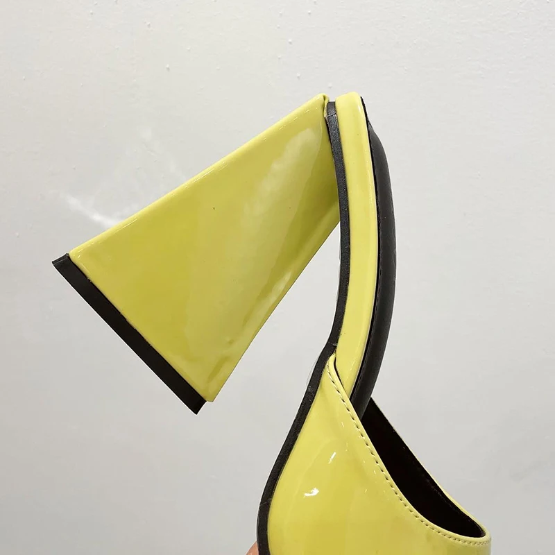 Мюли женские на квадратном каблуке 10 см Дизайнерские летние шлепанцы из