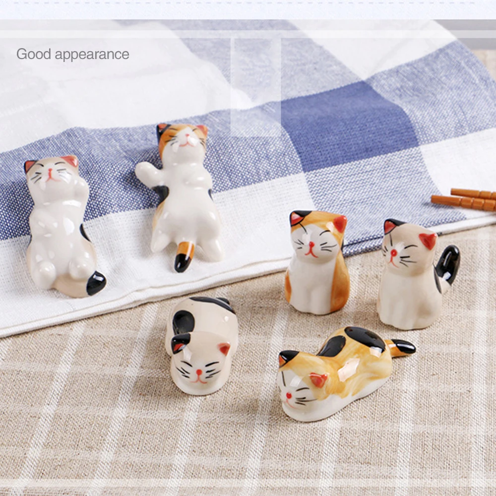 

3PCS/Set Lucky Cat Chopstick Rest Ceramic Holder Japanese Ramen Chopstick Pillow Sushi Chopstick Rest Cute Kitchen Tableware