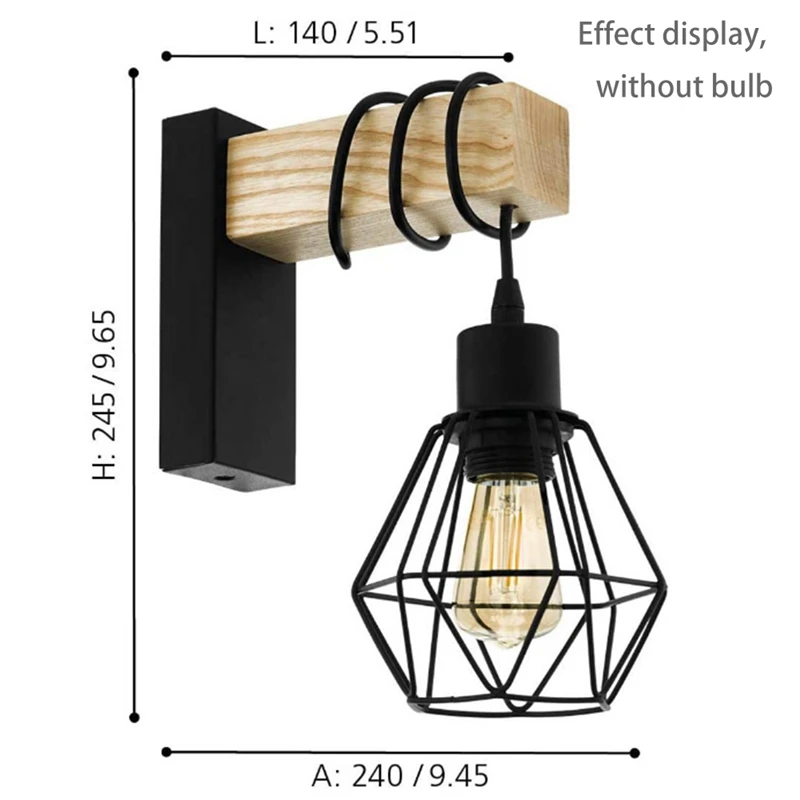 Американская деревянная художественная железная крышка E27 держатель лампы для