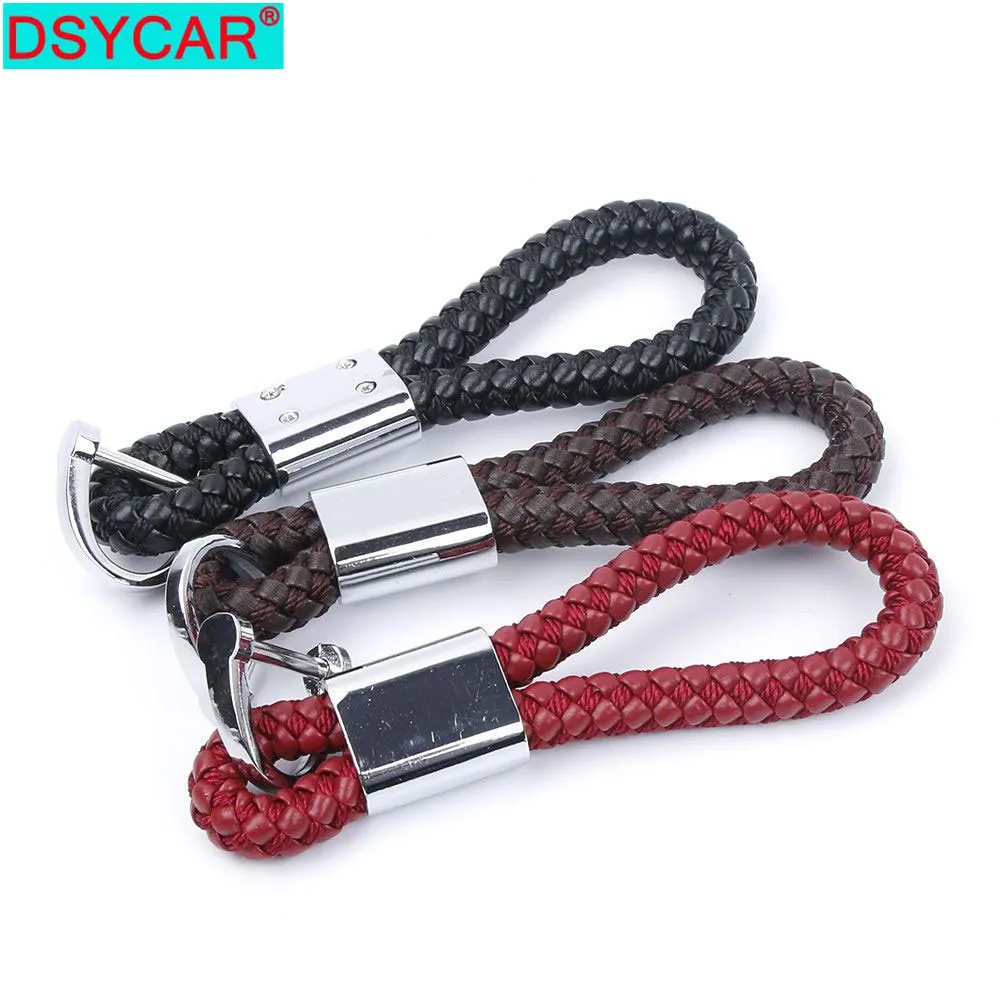 DSYCAR 1 набор ручной работы кожаный шнур плетеный брелок подвеска для