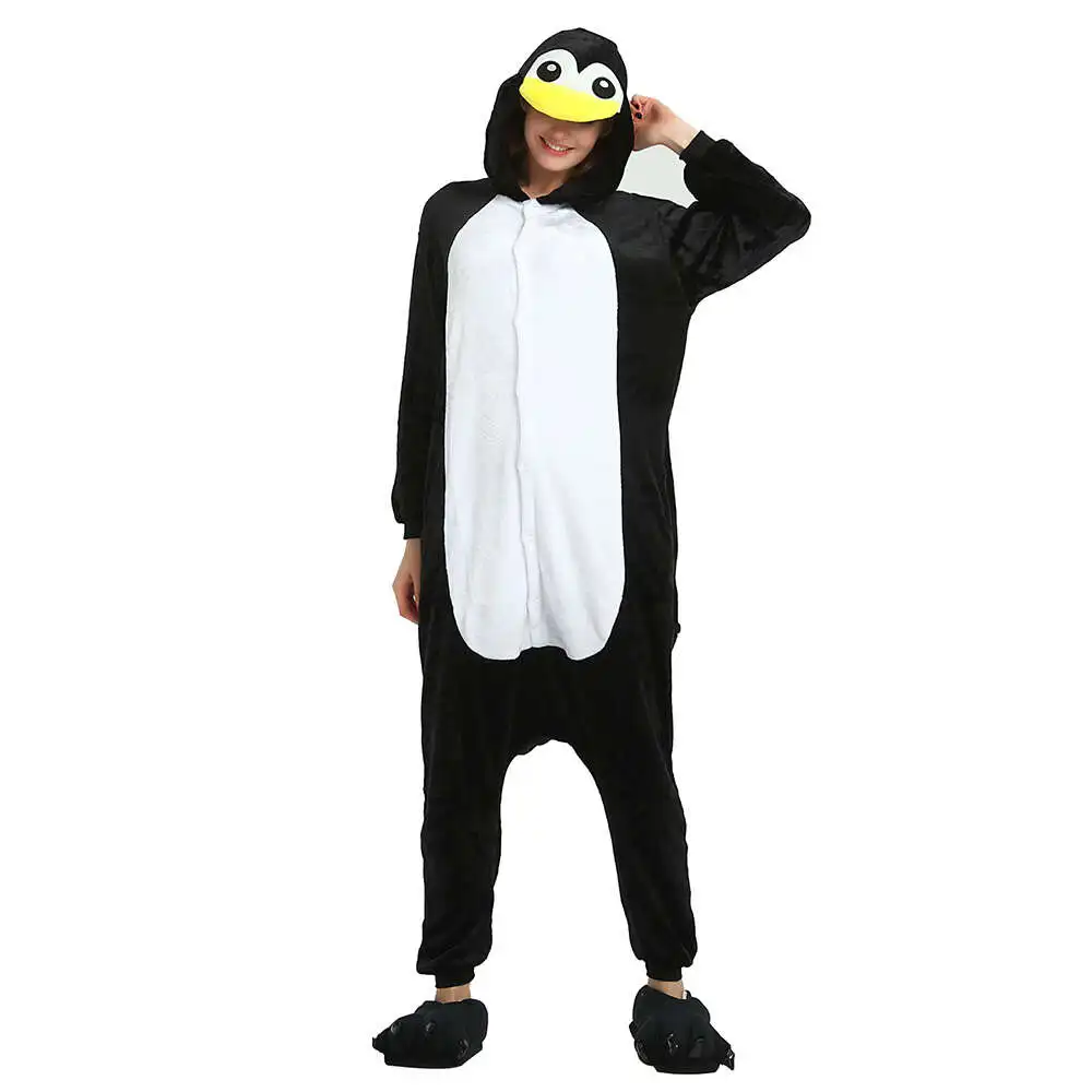 

Cute Animal Pajama Penguin Costume Jumpsuit Hooded Kids Onesie Children Kigurumi Women Sleepwear Nightwear
