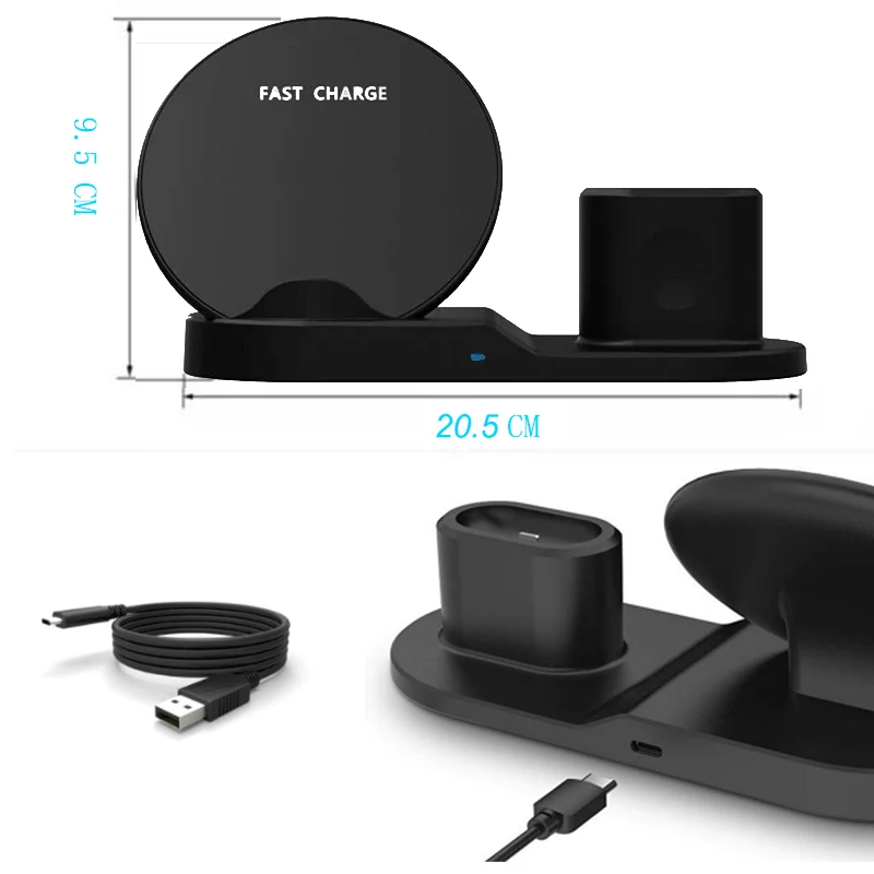 3 в 1 быстрой зарядки по стандарту Qi Беспроводной Зарядное устройство для