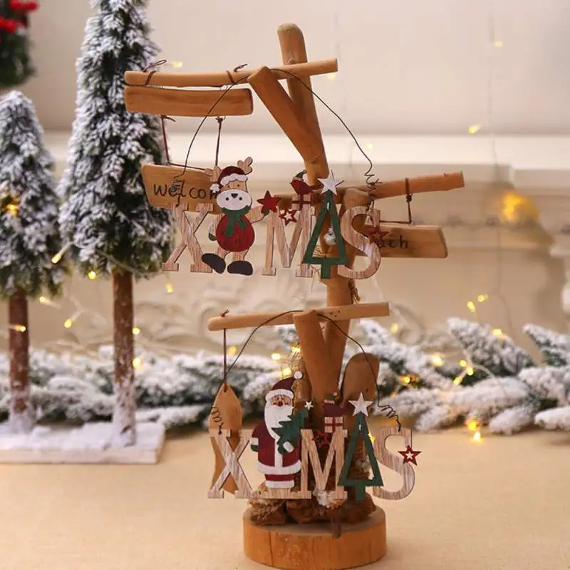 Веселые рождественские колокольчики деревянные подвесные украшения X168