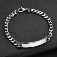 popular custom letter bar chain bracelet for men stainless steel adjustable engraving name words bangle party men jewelry gifts
