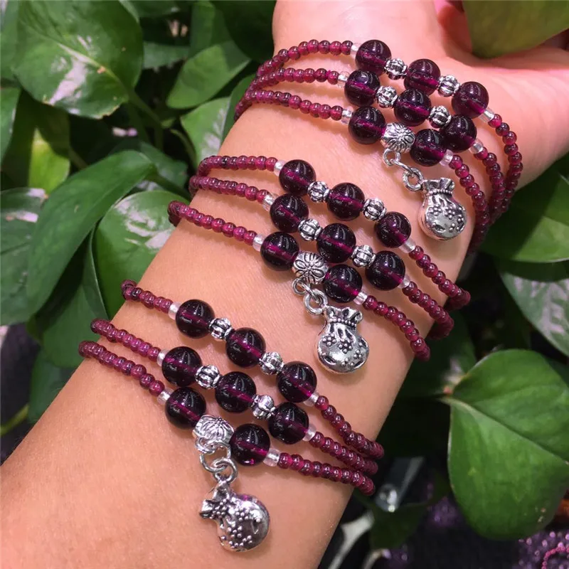 Буддийский браслет для женщин с натуральным красным гранатом шарик мала