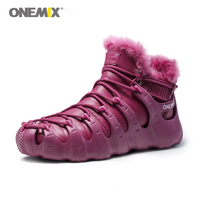 ONEMIX Brand Men Winter Snow Boots Waterproof Leather Sneakers  Man Anti Slip Shoes for Women Outdoor Trekking Shoe Warm Keeping