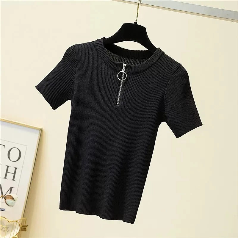 

Women Cotton Fashion Cotton Ladies Tee Shirt black Short Sleeve Tops Tee Shirt