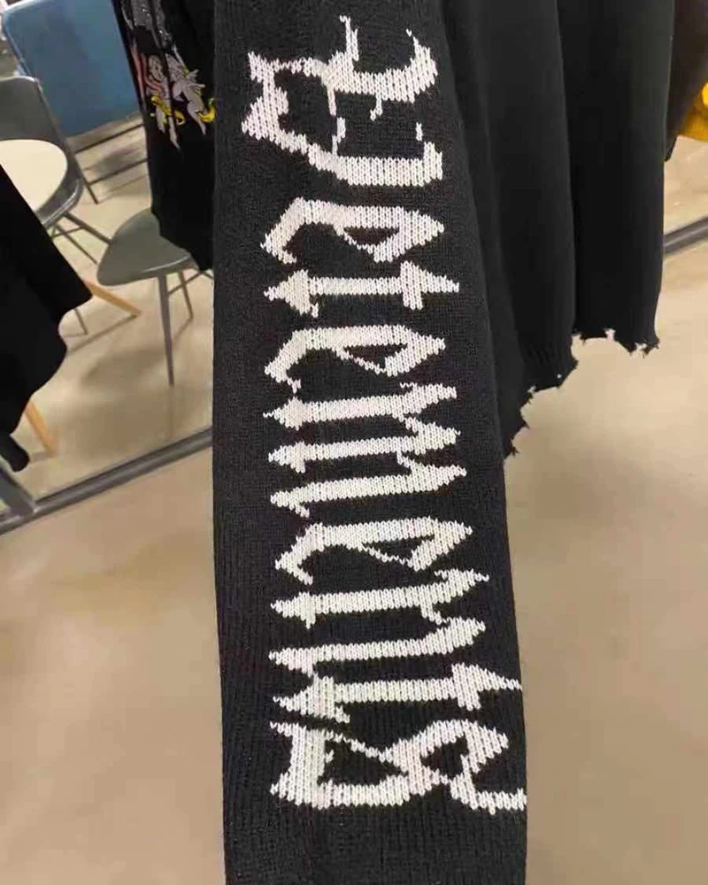 Свитер VETE мужской/женский/мужской вязаная водолазка с логотипом в готическом