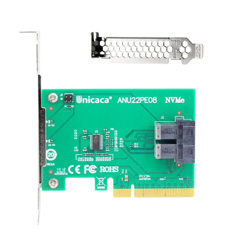 ANU22PE08 PCIe к U.2 Riser, Dualport SFF8643 к SFF8639 адаптер с 1 кабелем, не с SSD