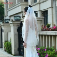 youlapan v06 1 tier bridal veil with comb short fingertip length bridal veil pearl veil white ivory veil wedding accessories