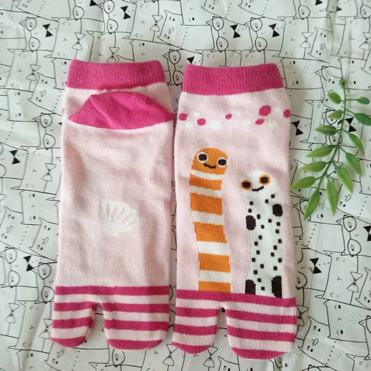 YOOWALK/Хлопковые носки с двумя пальцами, с изображением кота, тигра, мультипликационных животных; пара носков с двумя пальцами; японские носки с двумя пальцами; Носки «таби» - Цвет: MUSHI