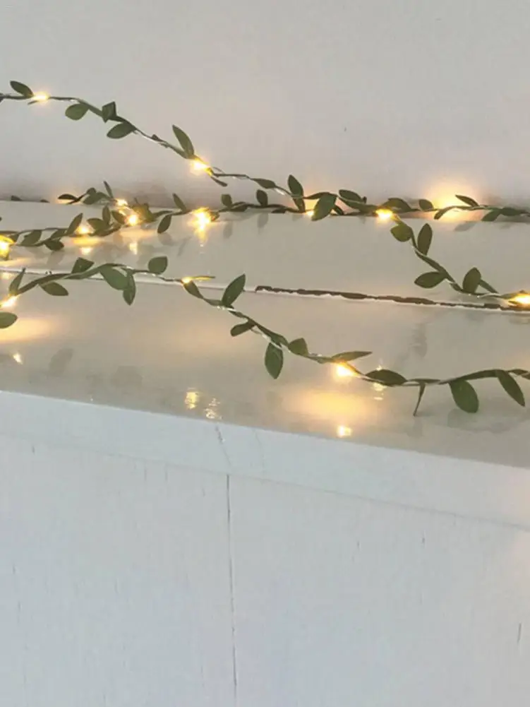 Сказочный Свадебный листвы светодиодный медный провод гирлянды для рождества