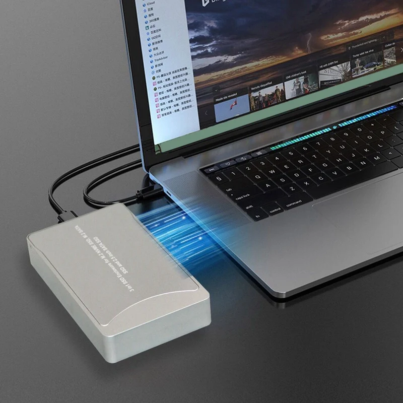 Mobile Hard Disk Box, Three-In-One High-Speed Transmission M.2 Nvme Ngff 2.5 Inch Sata Hard Disk Box