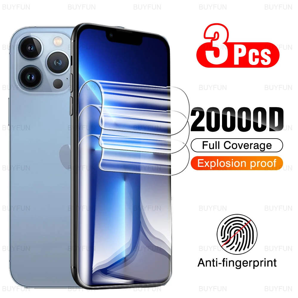 

Для iphone 13 pro max 3 шт. полное покрытие Гидрогелевая пленка для iphone13 13 mini 13pro max 13 mini HD мягкая защитная пленка не стекло