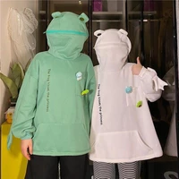 hot sale unisex sweatshirt frogs shape hooded men women korean style plush hoodie for daily wear