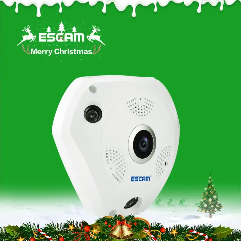 ESCAM Акула QP180 960P IP Очки виртуальной реальности VR Камера сети Wi Fi Fisheye 1 44 мм 360 s