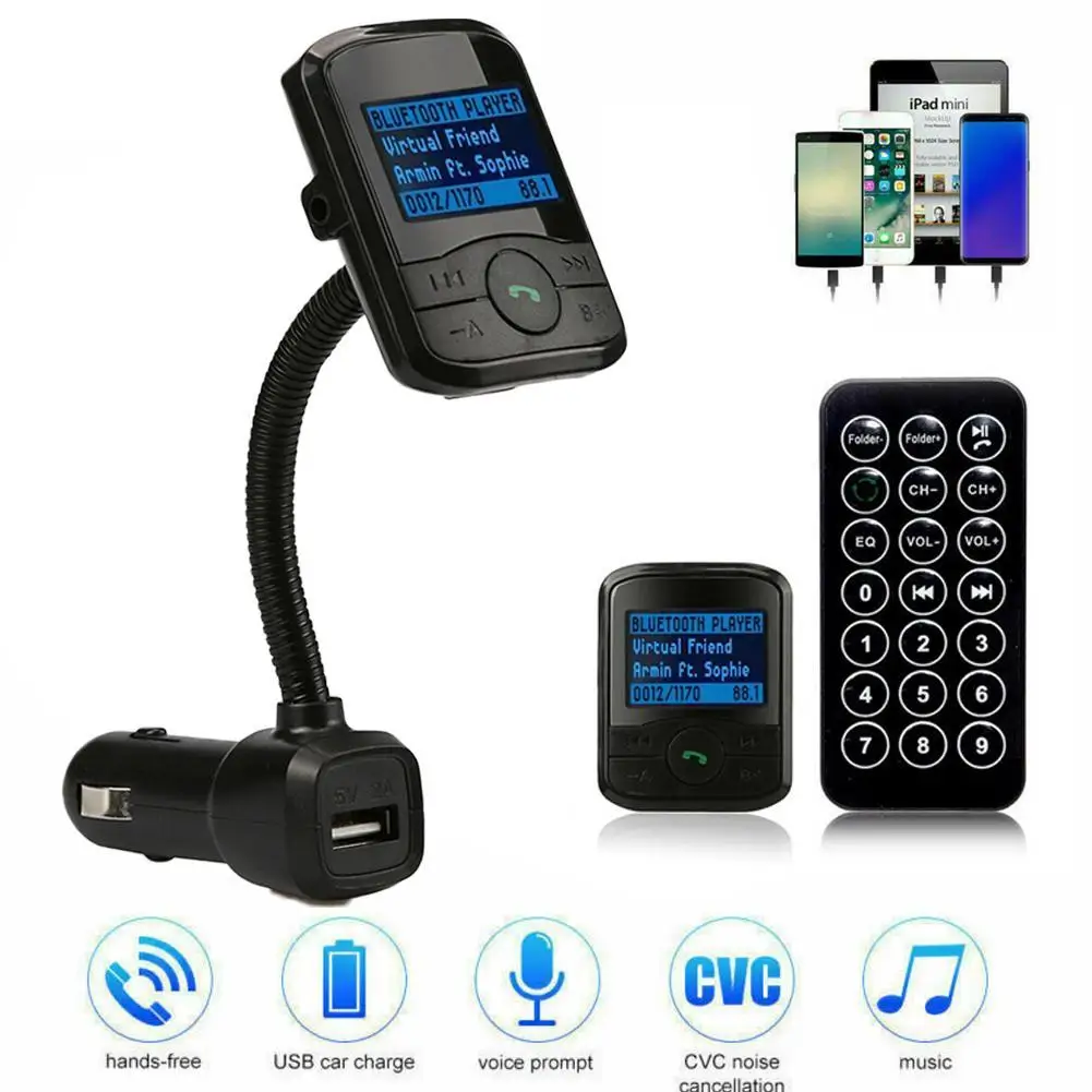 Автомобильный Bluetooth автомобильный комплект, fm-передатчик, mp3-плеер, рулевое колесо, громкой связи, 5 В, 2.1A, MP3/WMA, для iPhone, iPad, samsung, Htc, Google