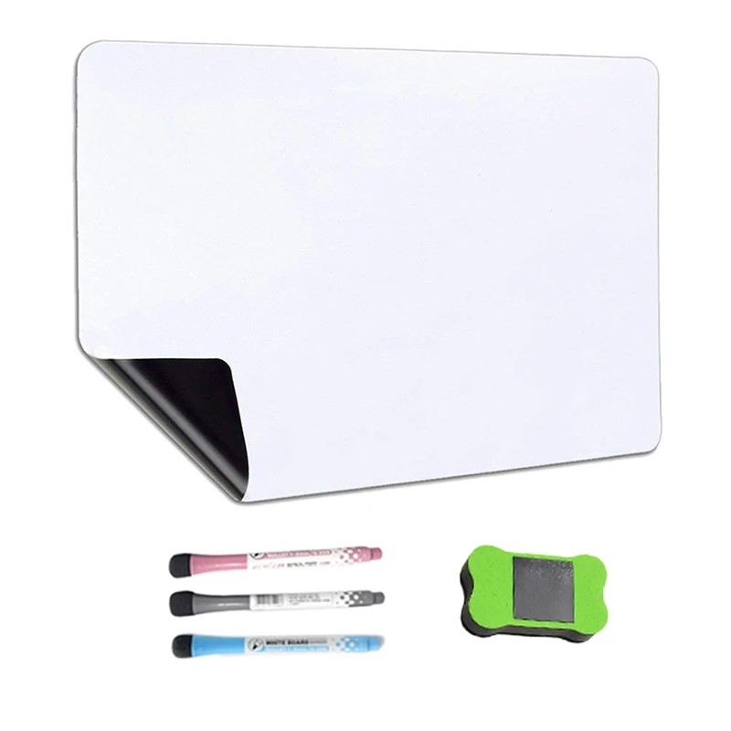 

Магнитная белая доска для холодильника, с 3 ручками и большим ластиком, для заметок, еженедельного планирования, рисования