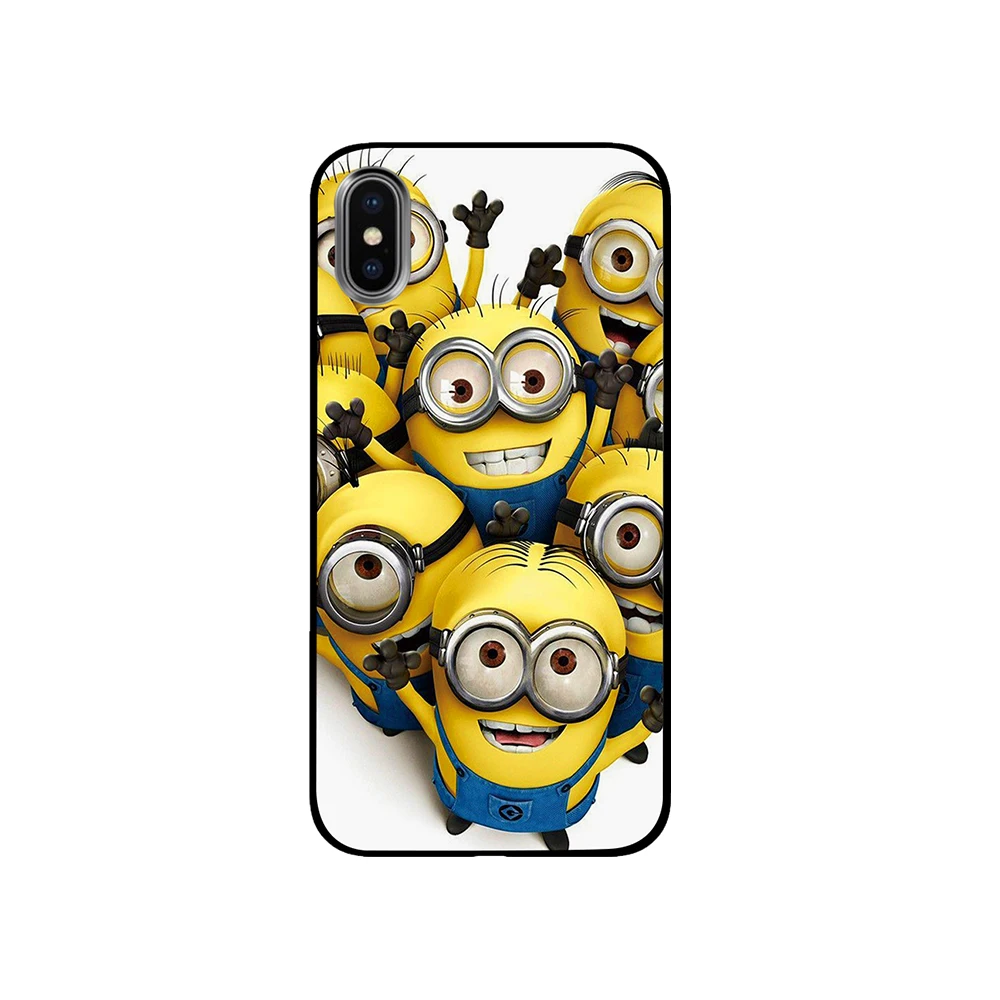 С милыми миньонами из мультфильма черные чехлы для телефонов iPhone 5 5S SE 6 6s 7 8 Plus X XS Max XR задняя крышка