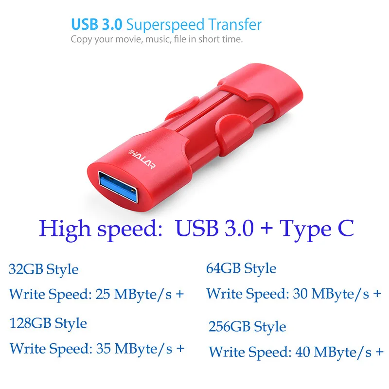 T7-Red-fast THKAILAR USB 3,0 флэш-диск тип-c OTG USB флеш-накопитель 256 ГБ 128 Гб 64 Гб Флешка 32 Гб высокоскоростная карта памяти, Флеш накопитель USB - Цвет: T7-Red-fast