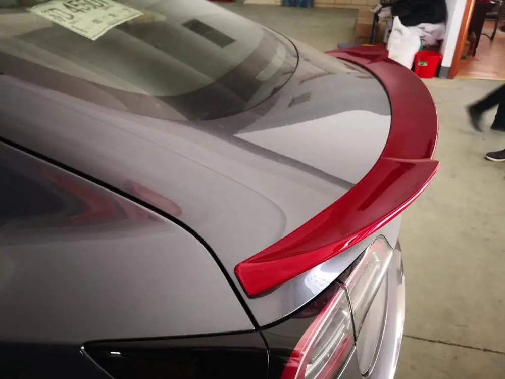 Красный Для Tesla модель 3 автомобильный Стайлинг ABS пластиковый Неокрашенный цвет задний багажник Крыло загрузки губы спойлер на крыше украшения - Цвет: Красный