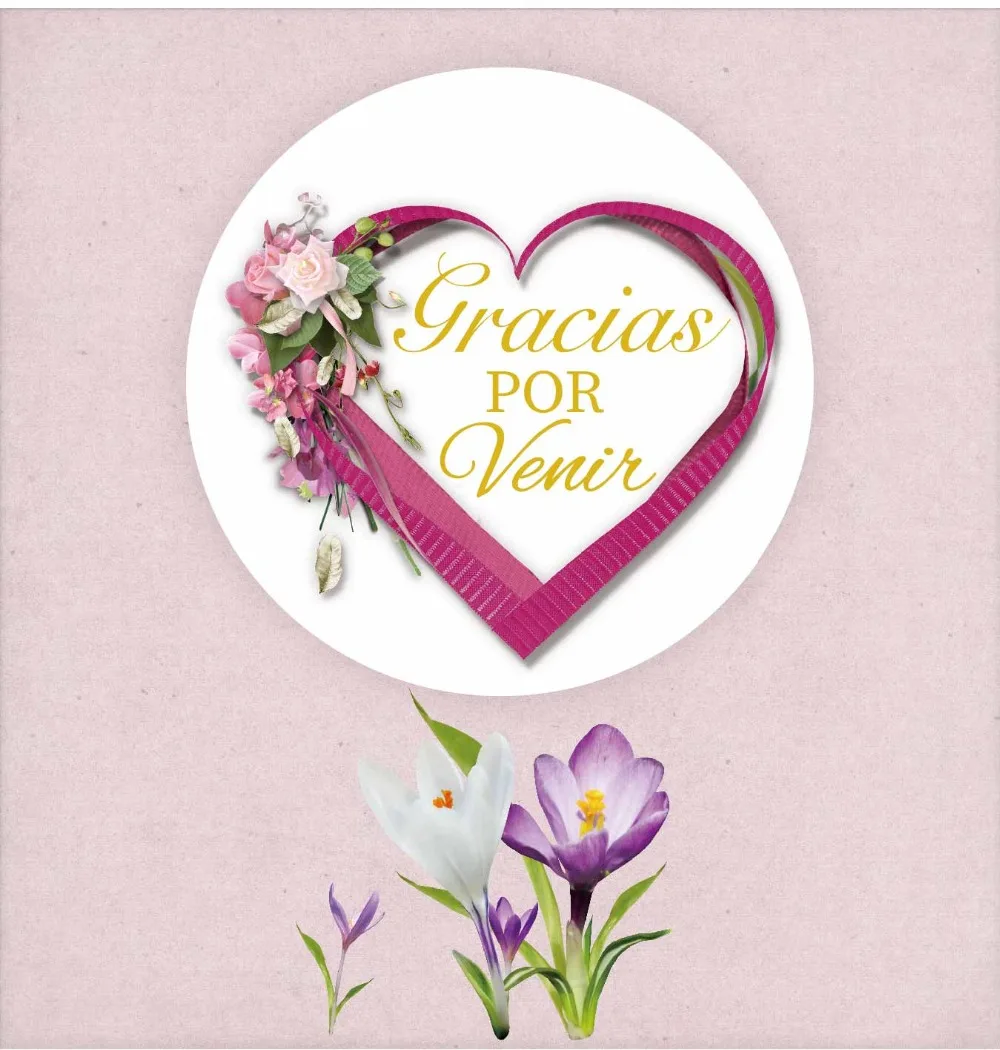 DouxArt 100 штук 4 см наклейки уплотнения Gracias por Venir лента гирлянда сердце Свадебные