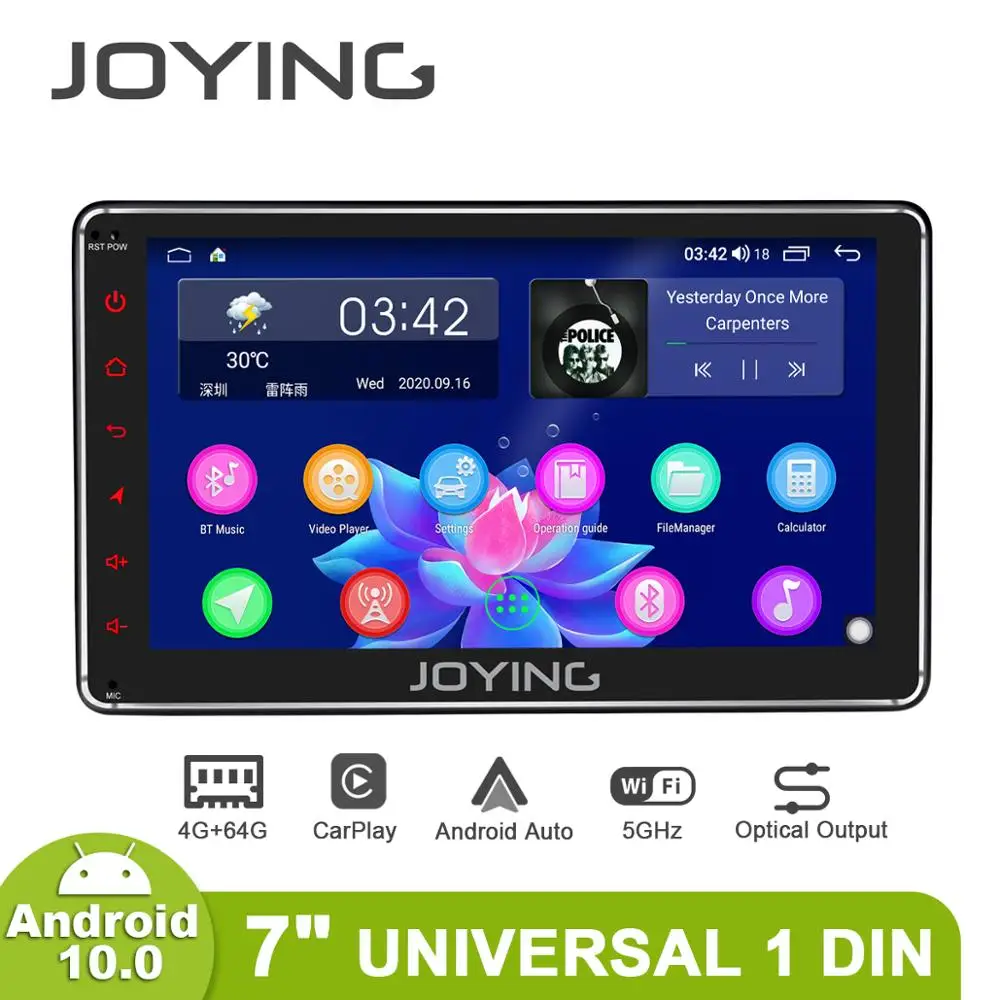 Универсальный автомобильный радиоприемник JOYING 1DIN Android 10 0 7 дюймов стерео