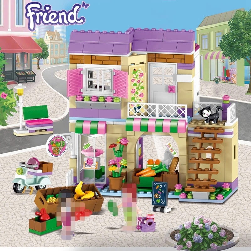 Heartlake Food Market совместим с Lepins Friend Series 41108 строительные блоки модель новогодние