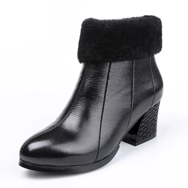

GKTINOO Vintage Casual Ankle Boots Women Shoes Genuine Leather Retro High Heels Ladies Shoes Botas Mujer Boots Female Booties