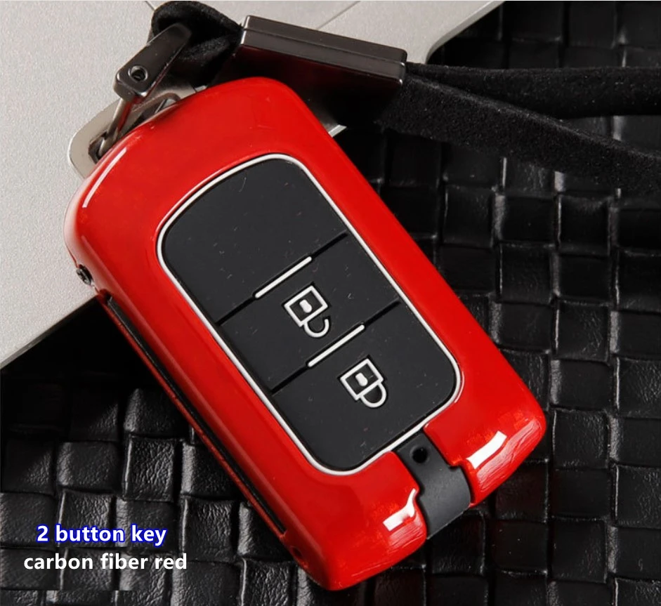 2 button key Автомобильный чехол для ключей из углеродного волокна для Mitsubishi Outlander, Lancer Pajero Sport ASX RVR L200 2/3 смарт-кнопка - Название цвета: 2 button key