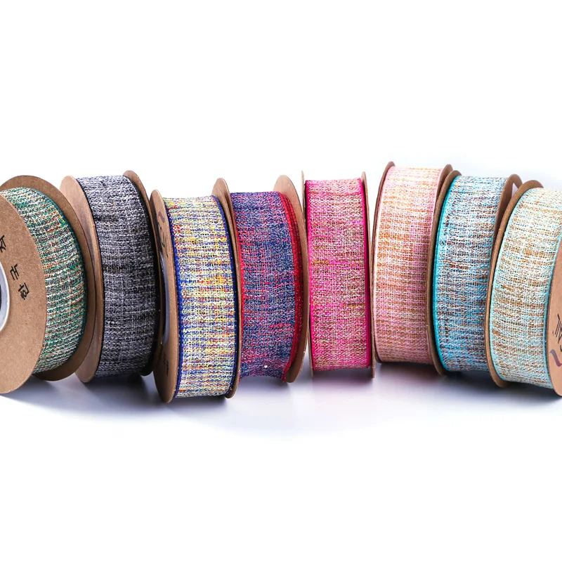 10 ярдов/Разноцветный набор хлопковый пояс DIY бант аксессуары для волос упаковка букета лента одежда Подарочная Упаковка Шелковый двухцветный ремень