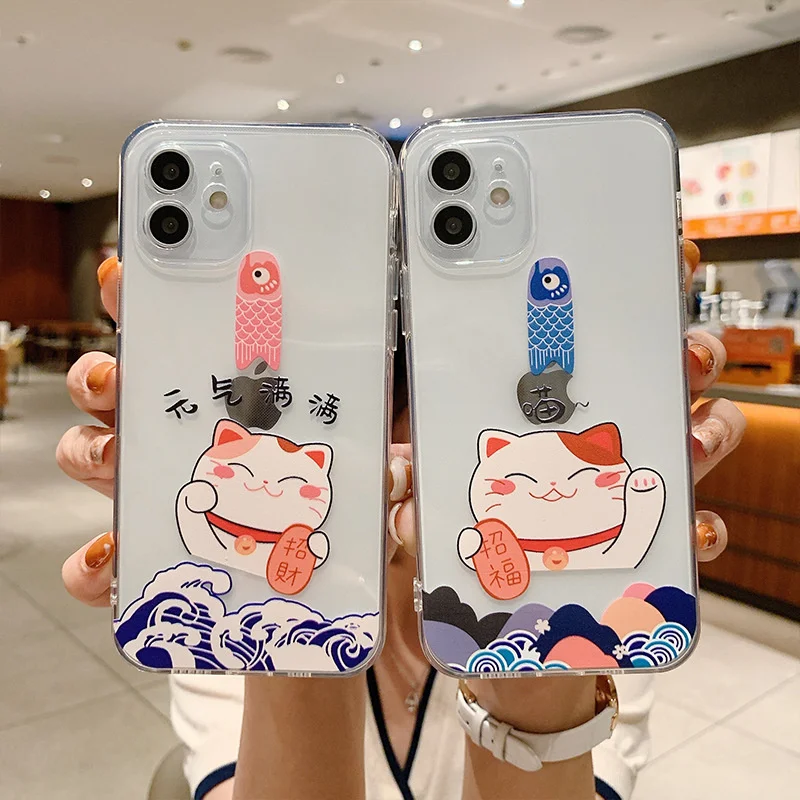

Cartoon print for iphone case 12 Pro Max 8 7 Plus X Xr Xsmax 11 12pro mobile phone female 11 Cat 13pro lens package XR soft