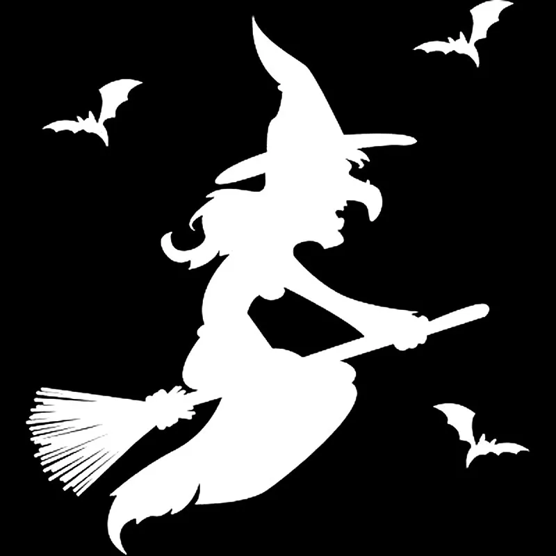 

Halloween Witch High Quality Applique Car Window Decoration Personality Pvc Waterproof Applique Black/white, 18cm*16cm