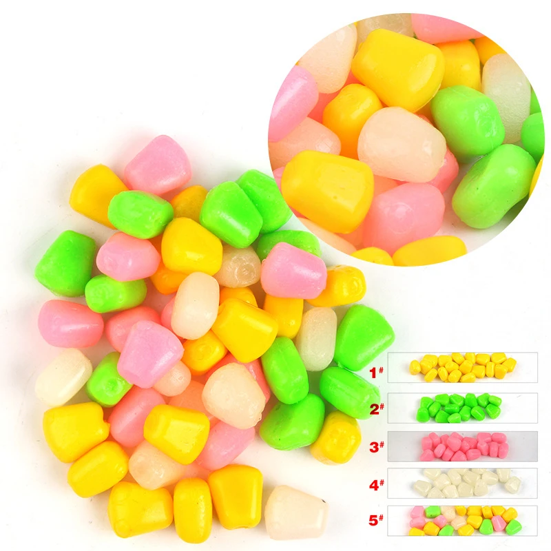 

High Quality 50Pcs/Lot Fishing Corn Floating Boilies Flavoured Soft Lure Grass Carp Bait Silicone Soft Plastic Bait Artificial