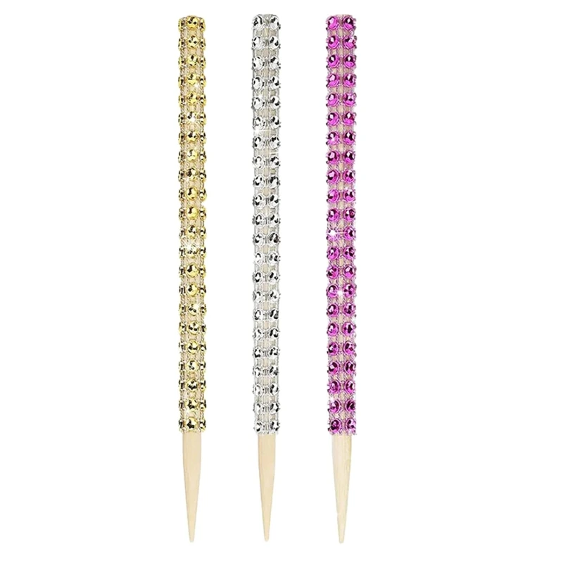 

Apple Sticks 12pcs Bling Decorative Bamboo Drill Sticks Decorative Stick for Christmas Birthday Wedding Party Fruit Cake 2021