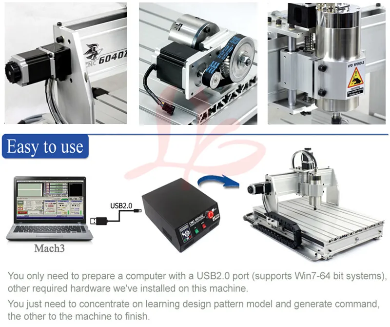 USB Mach3 CNC 6040 4 оси 2200 Вт Гравировальный Станок с пультом дистанционного управления